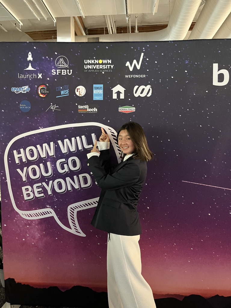 tact & tech logo on the BeyondX event backdrop in San Francisco